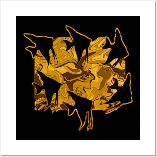 Currents Liquid Abstract Gold Angelfish Silhouette Posters and Art